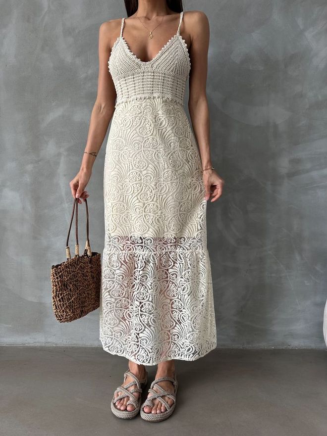 Topshow Čipkasta Obleka Kamen Oblačila na debelo Poletje