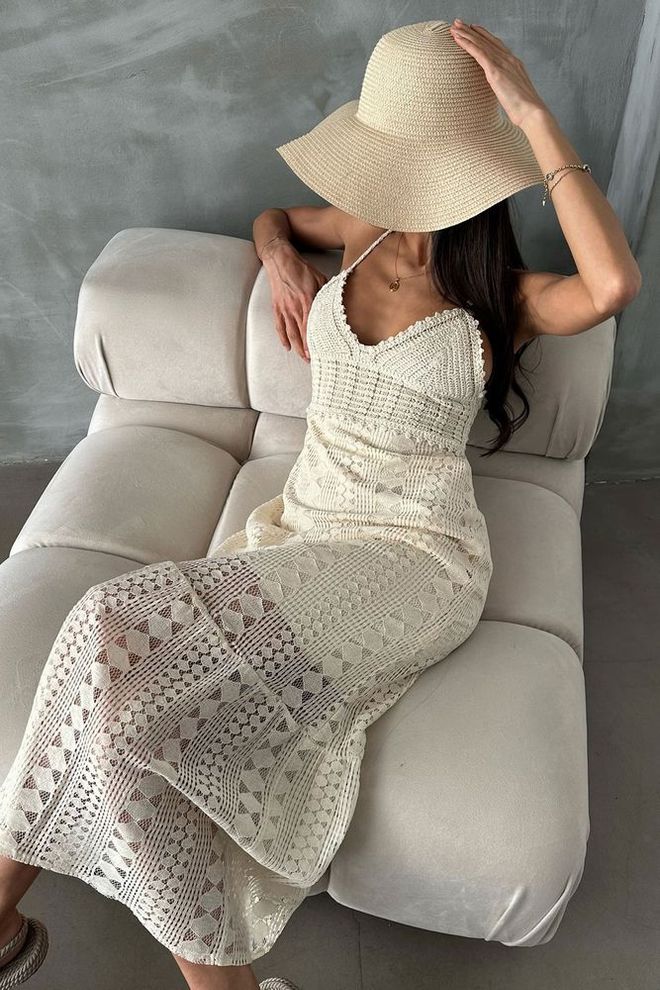 Topshow Δαντελένιο Φόρεμα Πέτρα Χονδρικό εμπόριο ενδυμάτων Casual