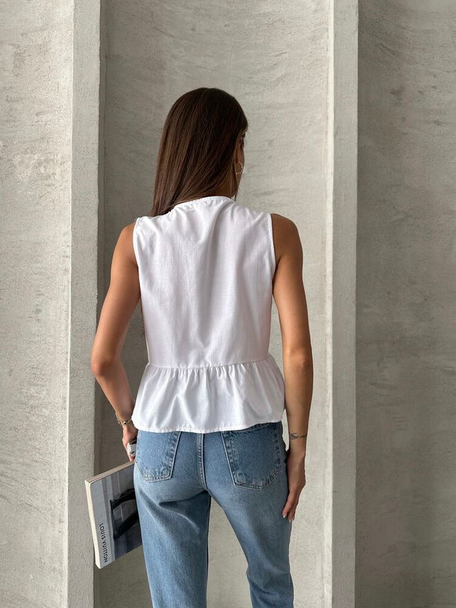 Topshow Front Tie Blouse White Wholesale Clothing Casual