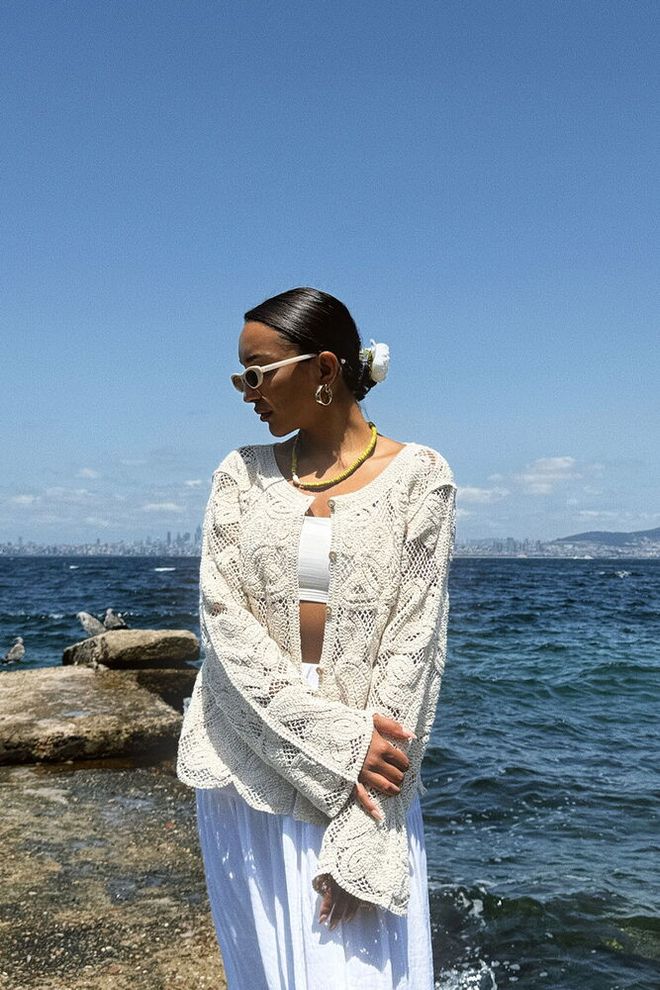 Topshow Cardigan Con Bottoni Ecru Abbigliamento all'ingrosso Casuale