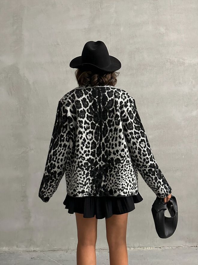 Topshow Pocket Detail Cardigan Black & White Wholesale Clothing 4