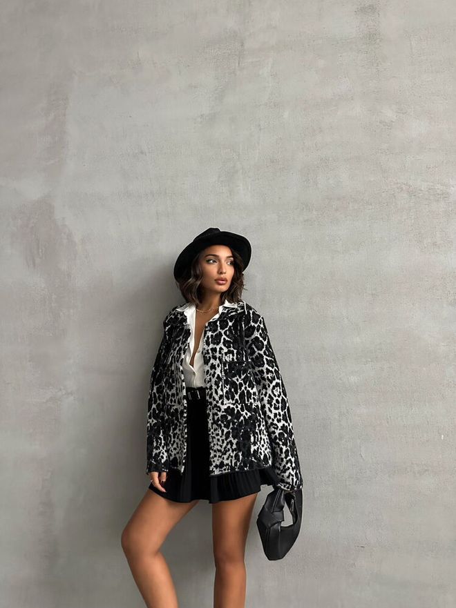 Topshow Pocket Detail Cardigan Black & White Wholesale Clothing Cotton