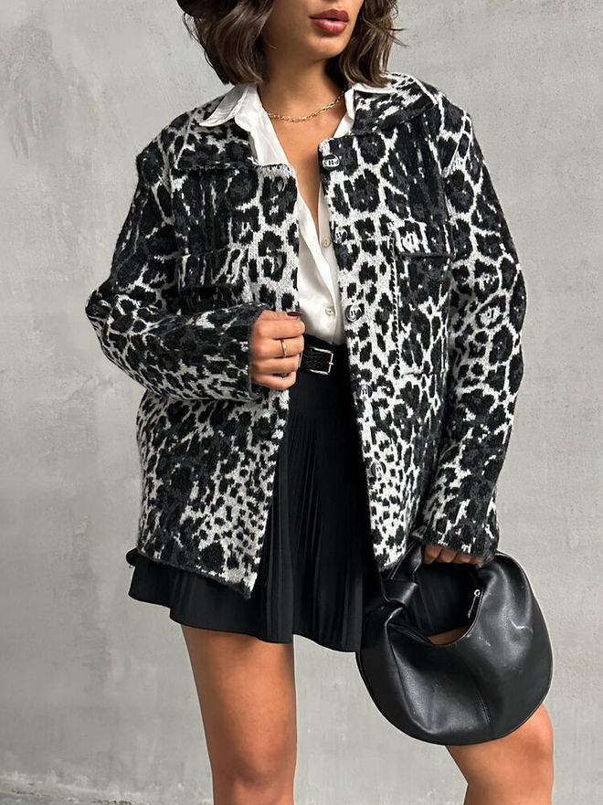 Topshow Pocket Detail Cardigan Black & White Wholesale Clothing Spring