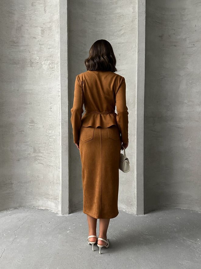 Topshow Tan Suede Wholesale Skirt Wholesale Clothing 4
