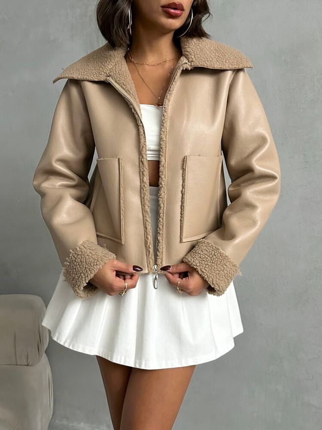 Topshow Zippered Jacket Dark Stone Wholesale Clothing Fall