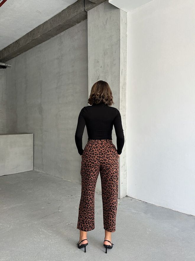 Topshow Pantalon À Motifs Léopard Marron Noir F1788 Vêtements en gros 4