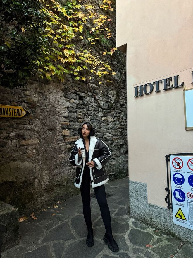 Topshow Juodas Kreminės Spalvos Odinis Kailinis Didmeninė prekyba drabužiais 2