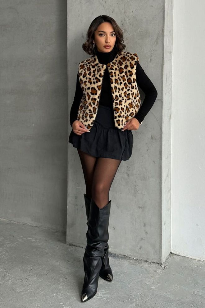 Topshow Gilet En Peluche À Motifs Léopard Vêtements en gros Décontracté