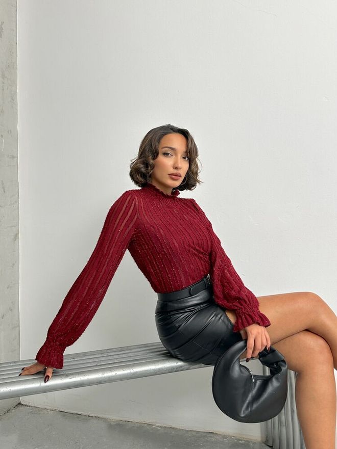 Topshow Camicetta All'ingrosso Con Barba Argentata Bordeaux Abbigliamento all'ingrosso Compleanno