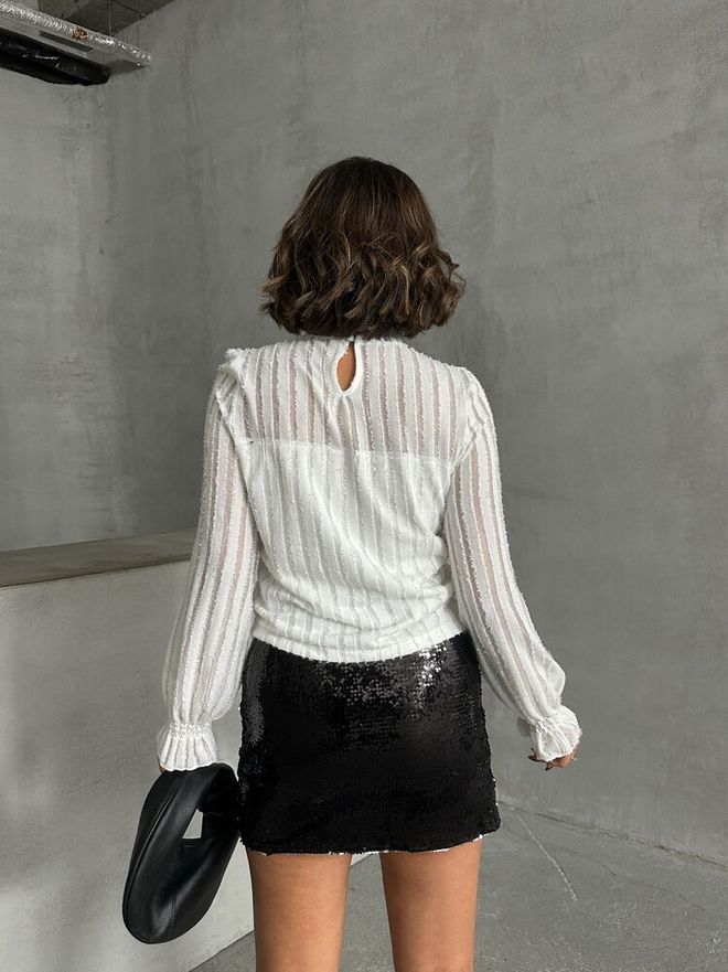 Topshow Camicetta All'ingrosso Con Barba Glitterata Bianca Abbigliamento all'ingrosso 4