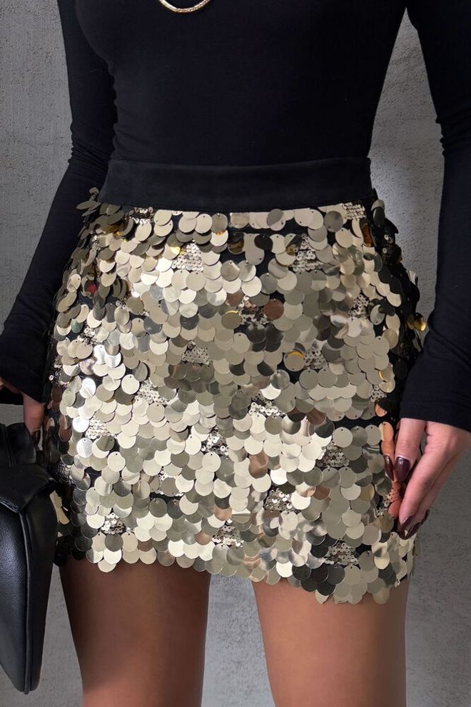 Topshow Gold Sequined Wholesale Skirt Wholesale Clothing Glam