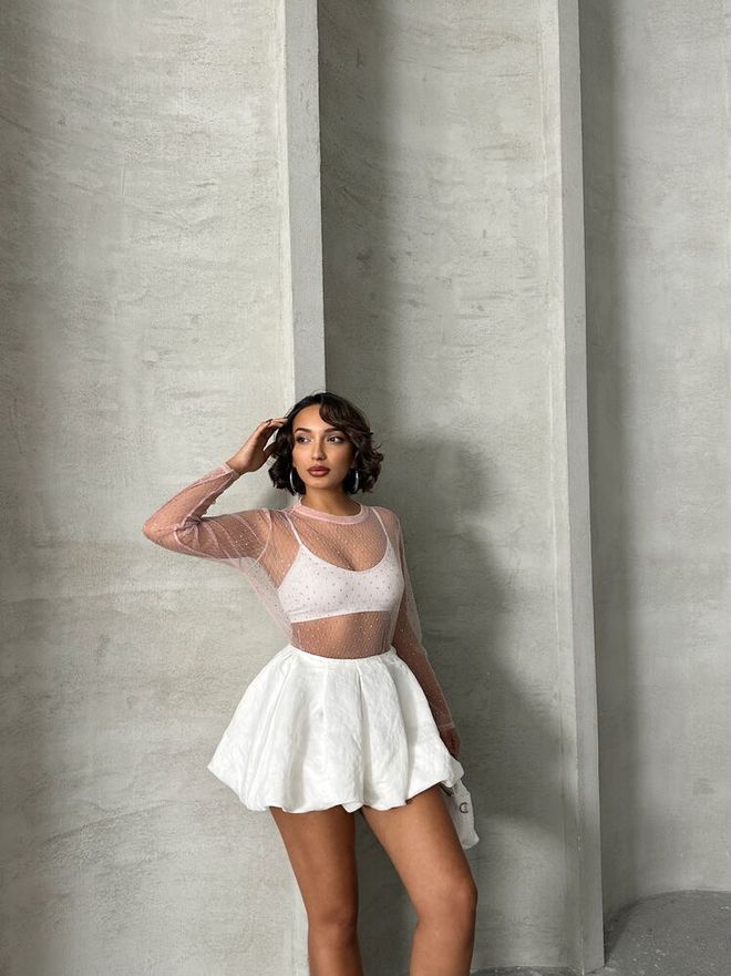 Topshow Ružičasta Bluza Od Tila Na Točkice Na Veliko Veleprodaja odjeće Poliester