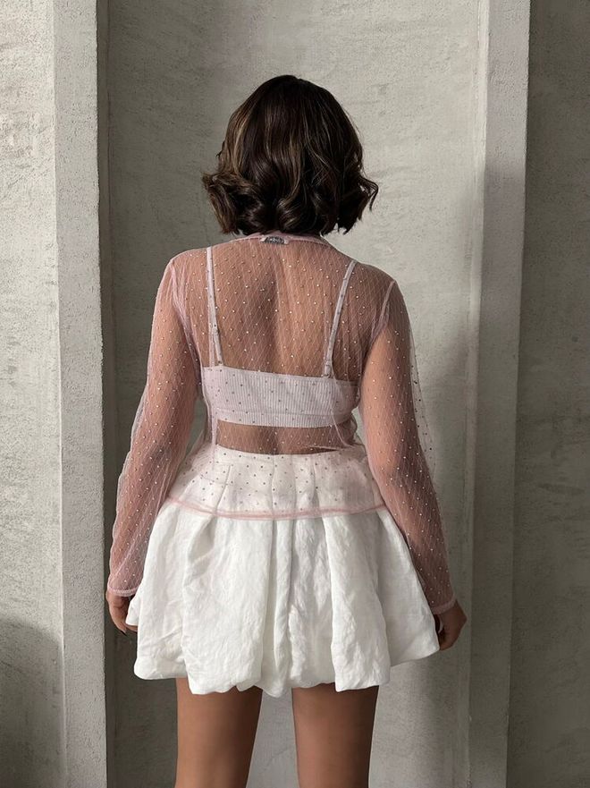 Topshow Ružičasta Bluza Od Tila Na Točkice Na Veliko Veleprodaja odjeće 4