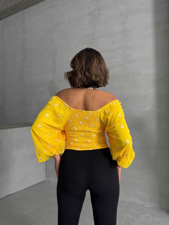 Topshow Yellow Gipel Daisy Patterned Wholesale Blouse Wholesale Clothing 4