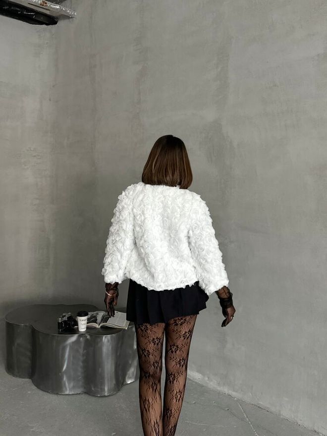 Topshow Cream Rose Patterned Tulle Wholesale Jacket Wholesale Clothing 4