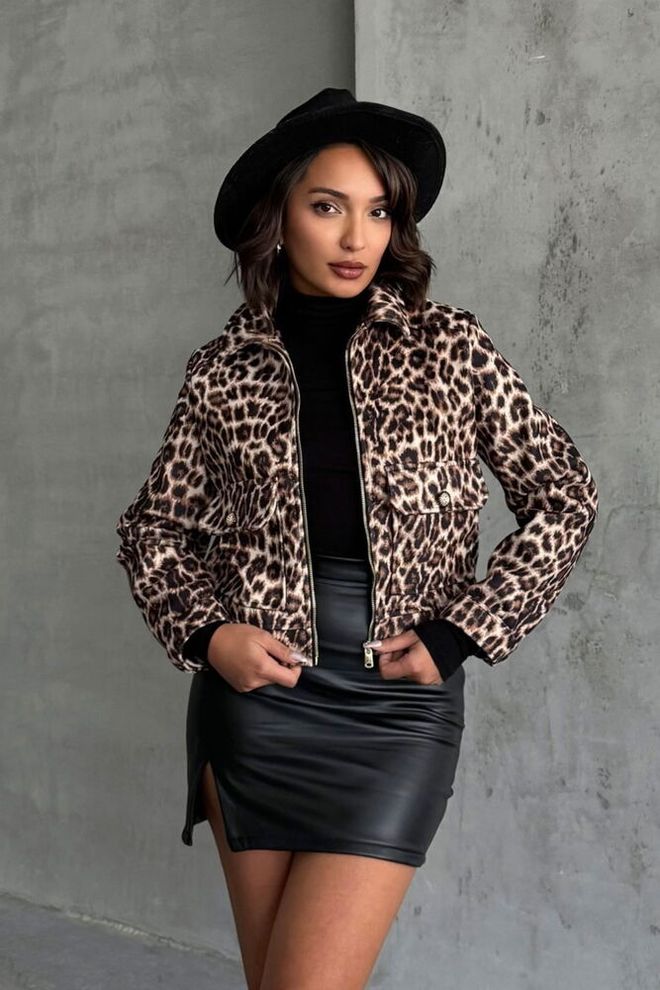 Topshow Cappotto Nascosto Con Motivo Leopardato Pietra Abbigliamento all'ingrosso Casuale