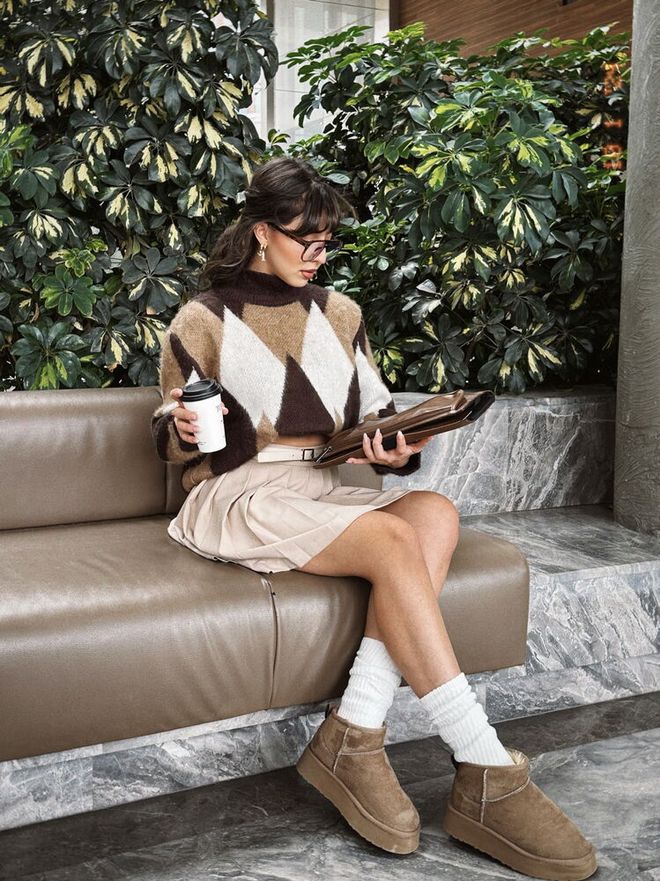 Topshow Suéter De Punto Con Estampado De Textura Suave Marrón Ropa al por mayor Cumpleaños