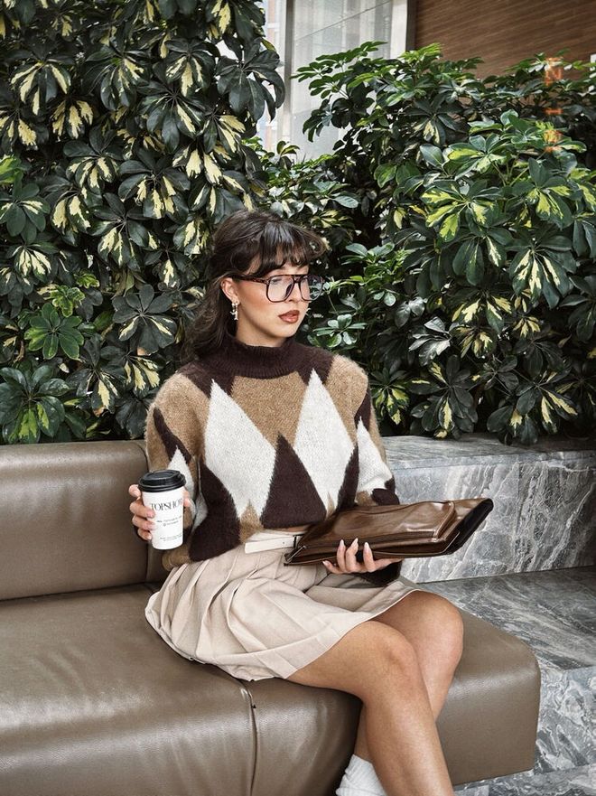 Topshow Suéter De Punto Con Estampado De Textura Suave Marrón Ropa al por mayor 4