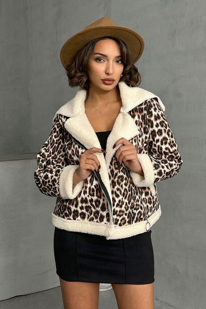 Topshow Manteau En Peluche À Motif Léopard Marron Vêtements en gros Décontracté