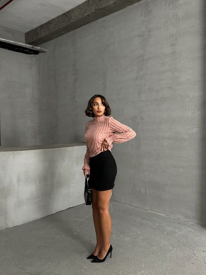 Topshow Camicetta Con Barba Glitterata Cipria Abbigliamento all'ingrosso Poliestere