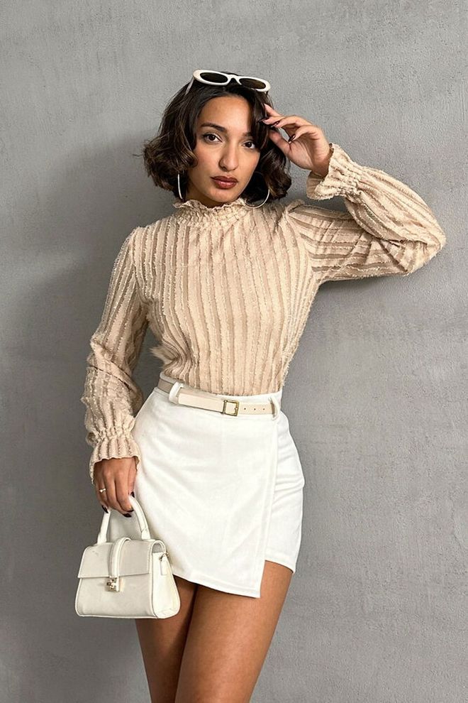 Topshow Camicetta Con Barba Glitterata Pietra Abbigliamento all'ingrosso Elegante