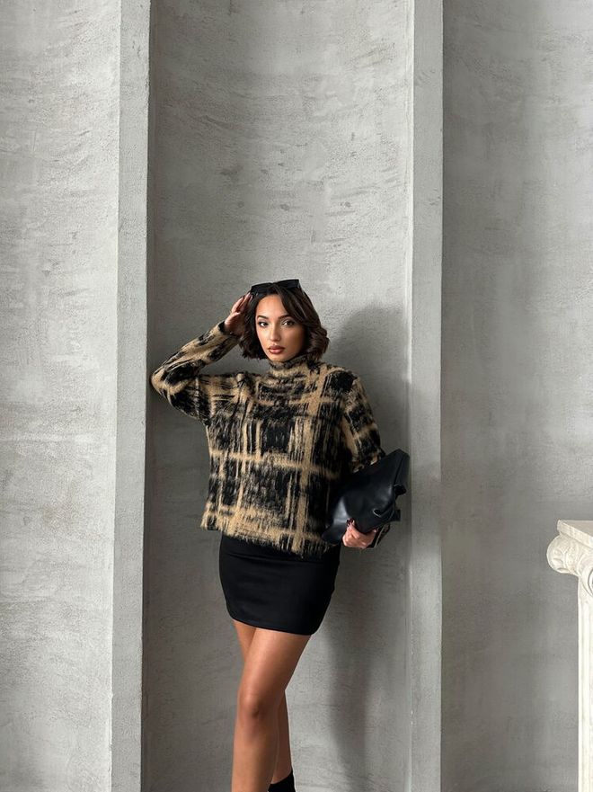 Topshow Saia Bolso Castanho Roupas por atacado Formal