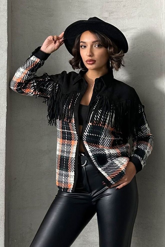 Topshow Six Plaid Hemd – Schwarz Großhandelskleidung Lässig