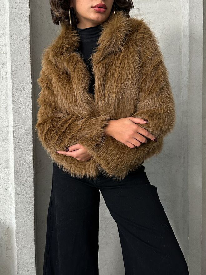Topshow Fur Coat Brown Wholesale Clothing Winter