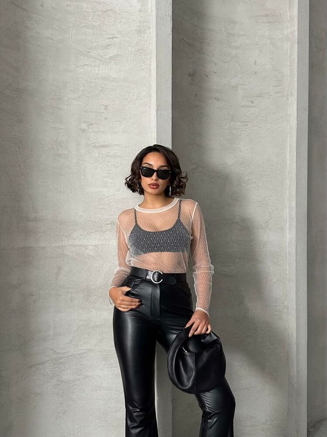 Topshow Блуза От Тюл На Точки На Камъни Камък Дрехи на едро Рожден ден