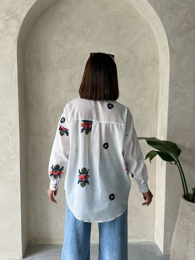 Topshow Shirt With Embroidery Detail White Wholesale Clothing 4