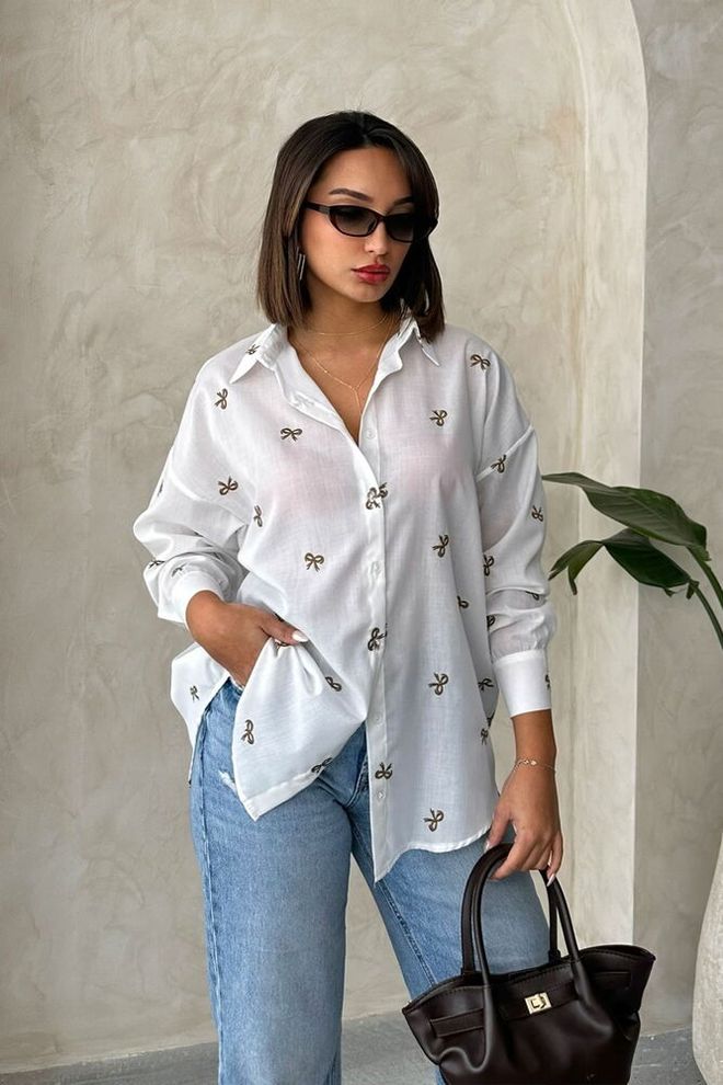 Topshow Overhemd Van Geborduurd Voile Ecru Groothandel Kleding Casual