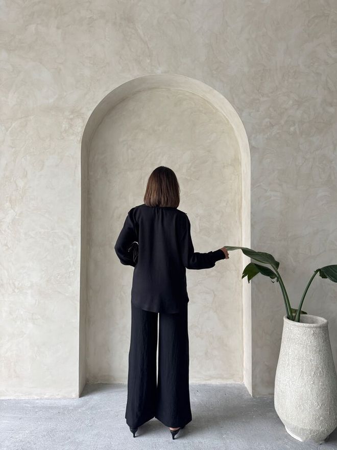 Topshow Black Linen Wholesale Pants Wholesale Clothing 4