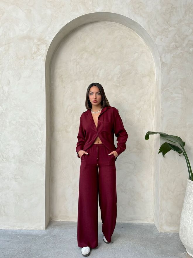 Topshow Trousers Burgundy Wholesale Clothing Birthday