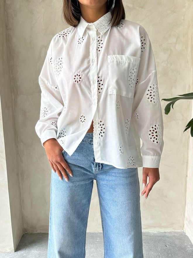 Topshow Siuvinėti Didmeniniai Marškinėliai Kreminiai | Didmeninė prekyba drabužiais Platėjančios