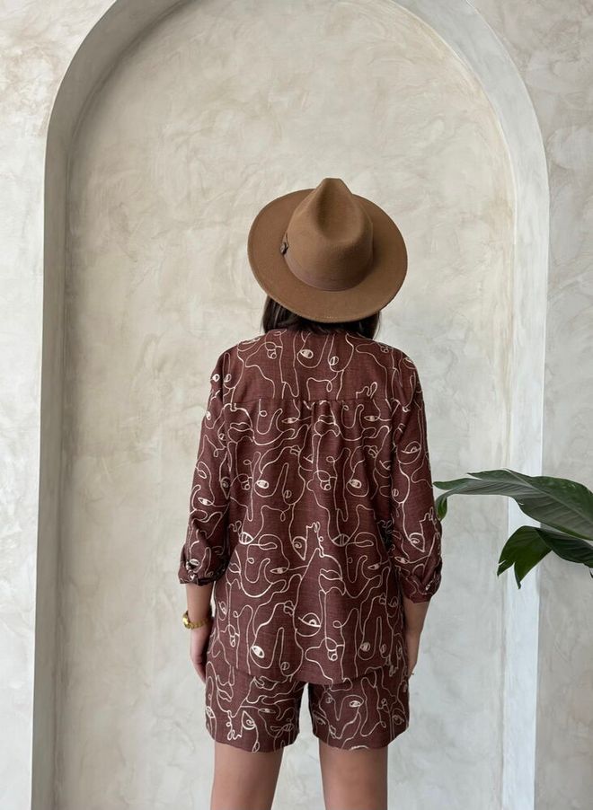 Topshow Embroidered Shorts Brown Wholesale Clothing Formal