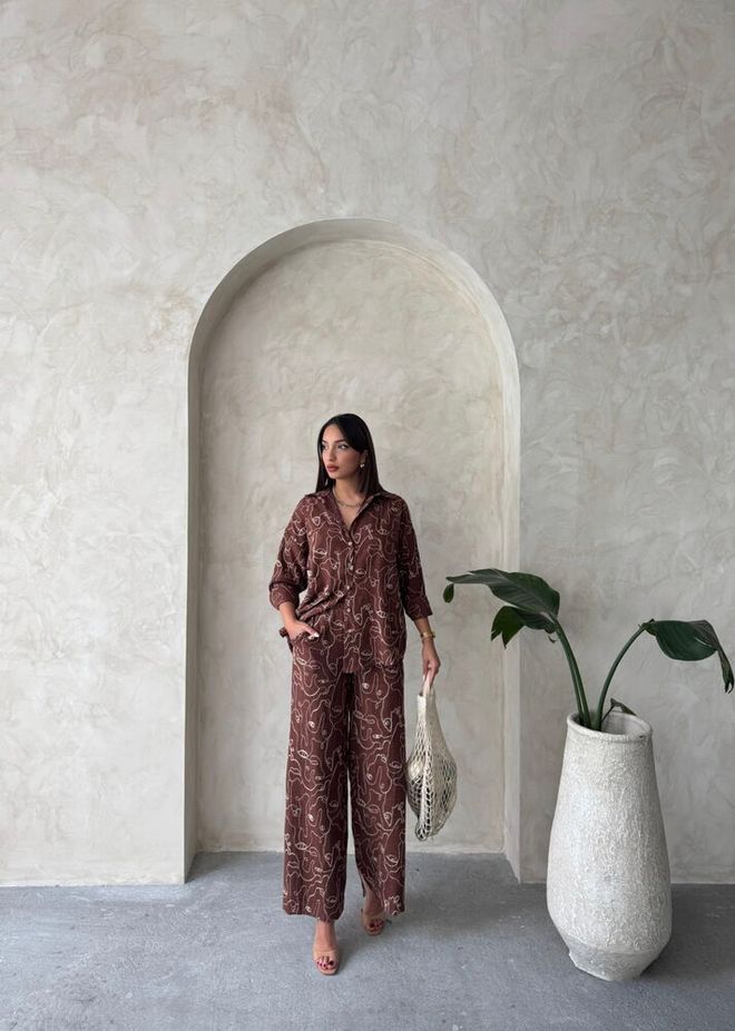 Topshow Embroidered Shirt Brown Wholesale Clothing Casual