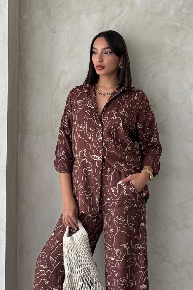 Topshow Embroidered Shirt Brown Wholesale Clothing Birthday