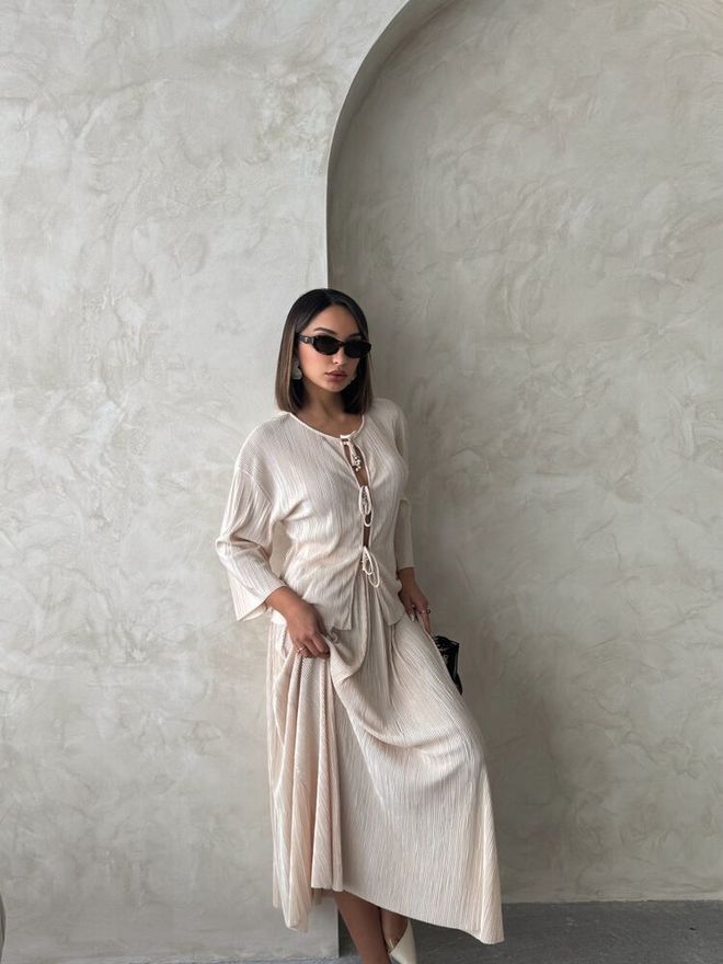 Topshow Jupe Plissée Stone Vêtements en gros Polyester