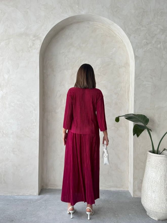 Topshow Falda Pleise Borgoña Ropa al por mayor 4