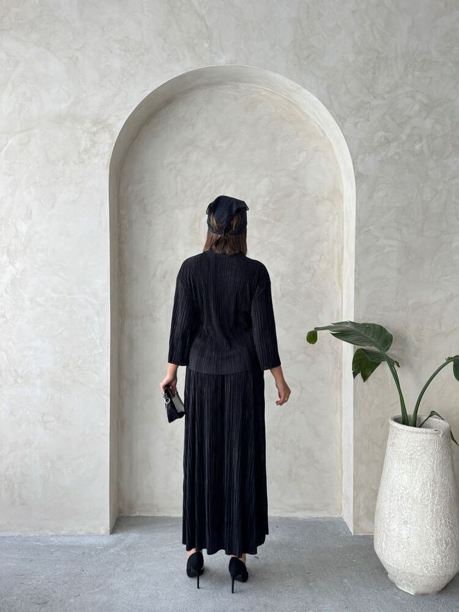 Topshow Jupe Plissée Noire Vêtements en gros 4