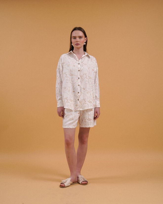 Topshow Embroidered Shorts Cream Wholesale Clothing Beach