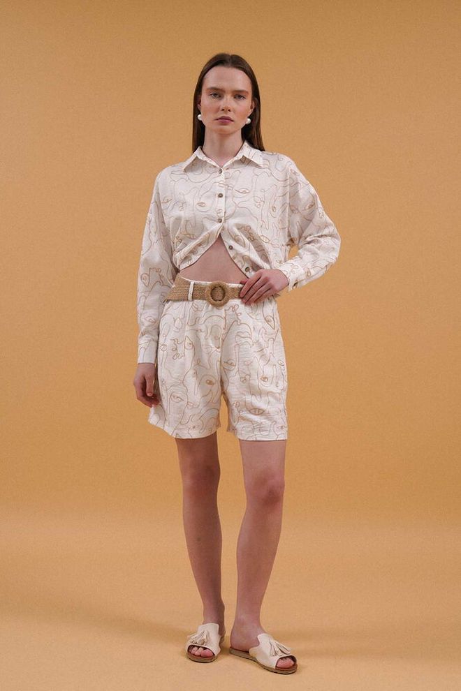 Topshow Шорты С Вышивкой Кремовые Оптовая продажа одежды Повседневный