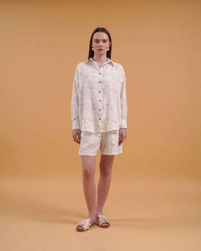 Topshow Embroidered Shirt Cream Wholesale Clothing 1