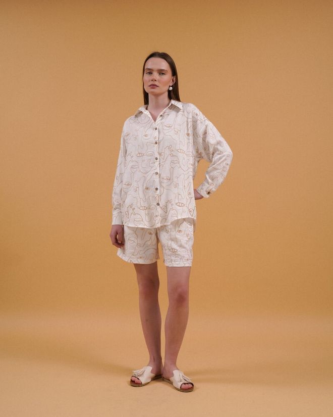 Topshow Embroidered Shirt Cream Wholesale Clothing Spring