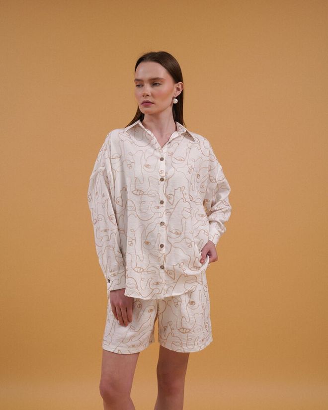 Topshow Embroidered Shirt Cream Wholesale Clothing Birthday