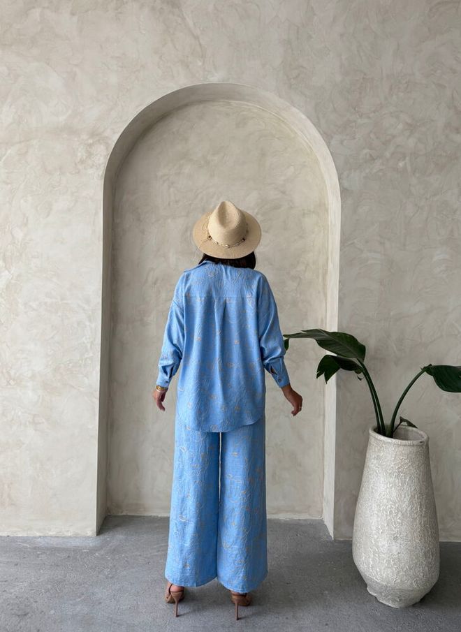 Topshow Embroidered Pants Light Blue Wholesale Clothing Vintage