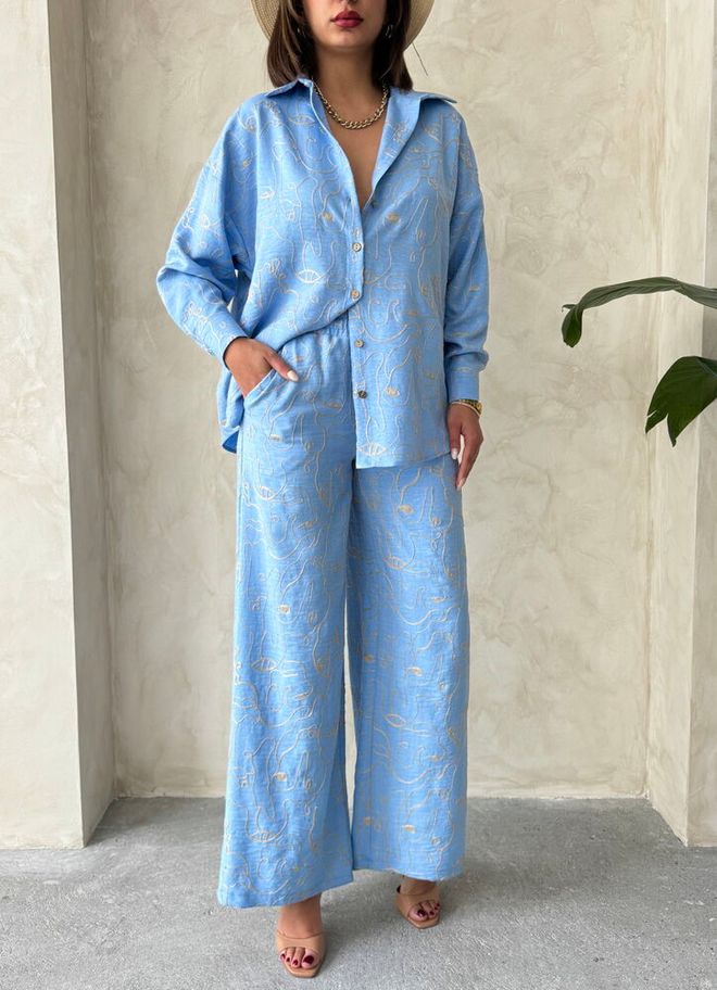 Topshow Embroidered Pants Light Blue Wholesale Clothing Birthday