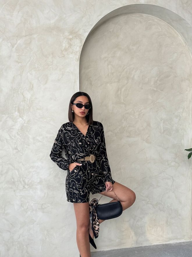 Topshow Vezene Kratke Hlače Crne Велепродаја одеће Памук