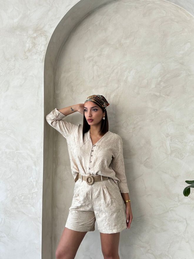 Topshow Embroidered Shorts Stone Wholesale Clothing Cotton