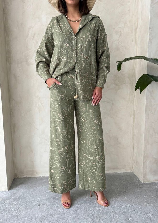 Topshow Embroidered Pants Light Khaki Wholesale Clothing Spring